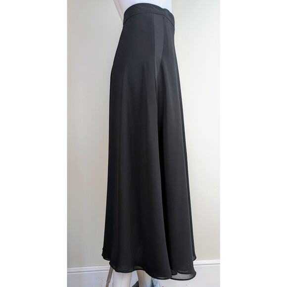 Bianca Nygard VTG Black Midi Flare Wrap Skirt Sheer Overlay Dressy Party Sz 16 - Picture 4 of 10